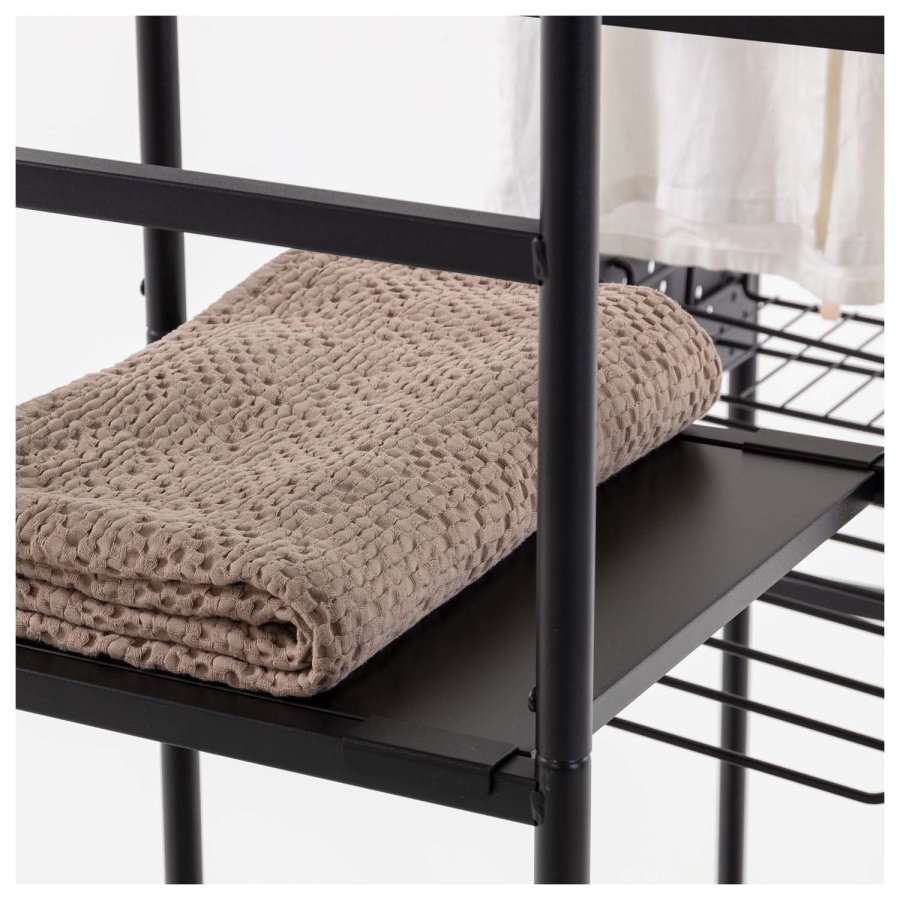 KAVE HOME Storn skab m. hylder og kroge - sort melamin og stl (120x182)