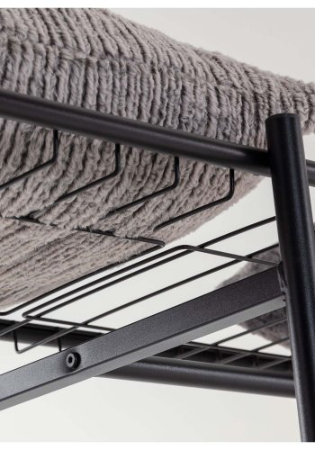 KAVE HOME Storn skab m. hylder og kroge - sort melamin og stl (120x182)