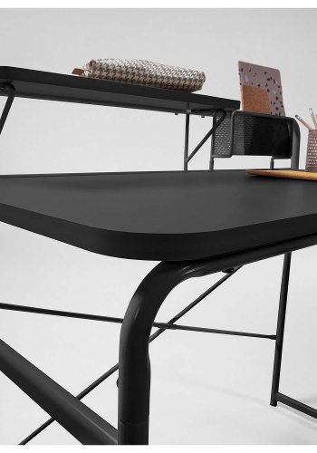 KAVE HOME rektangulr Foreman skrivebord - sort melamin og metal (98x48)