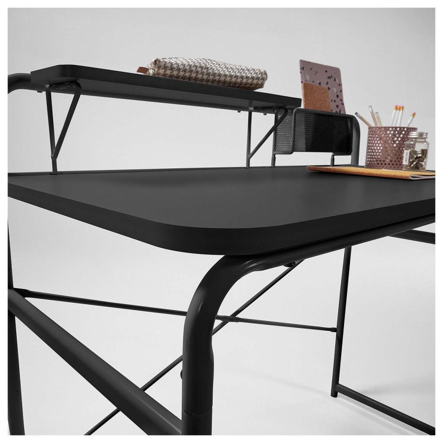 KAVE HOME rektangulr Foreman skrivebord - sort melamin og metal (98x48)