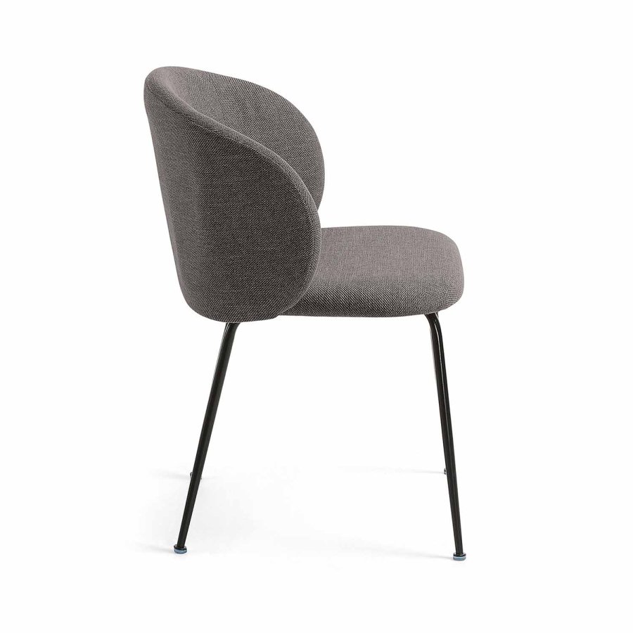 KAVE HOME Minna spisebordsstol - mrkegr stof og metal