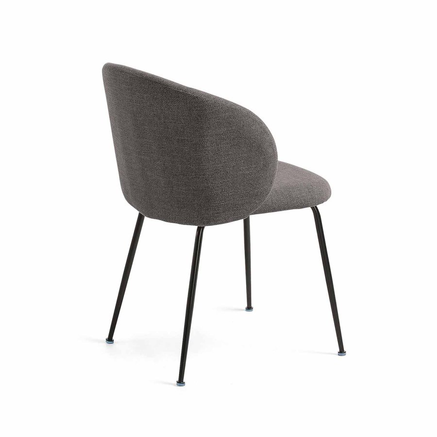 KAVE HOME Minna spisebordsstol - mrkegr stof og metal