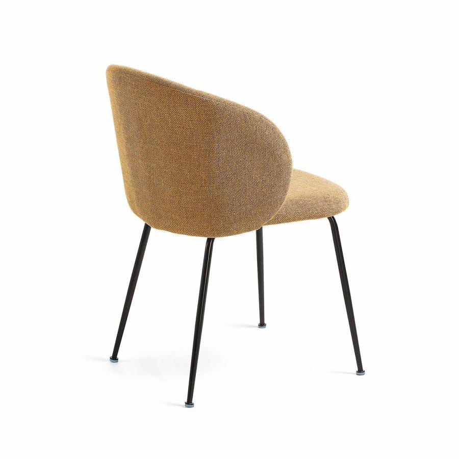 KAVE HOME Minna spisebordsstol - sennepsgul stof og metal