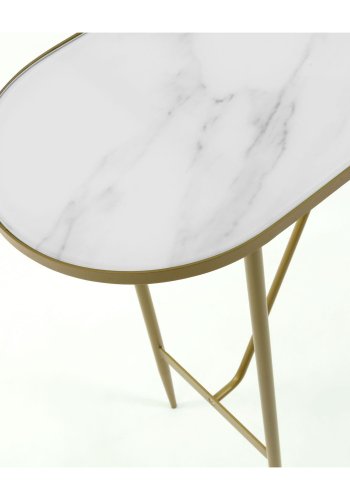 KAVE HOME oval Elisenda konsolbord - hvid glas og guld stl (110x35)