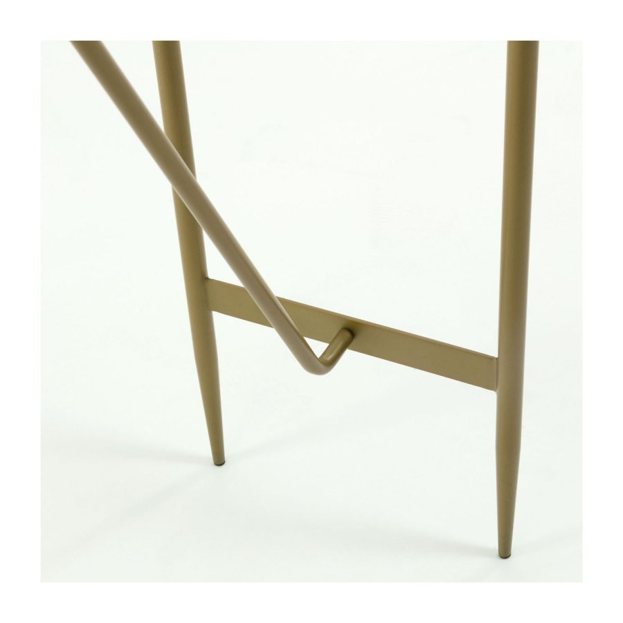 KAVE HOME oval Elisenda konsolbord - hvid glas og guld stl (110x35)