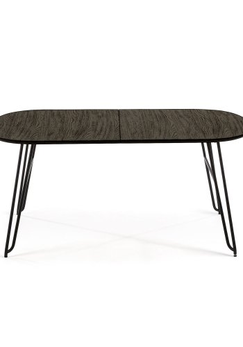 KAVE HOME rektangulrt Norfort spisebord m. udtrk - sort tr og metal (170(320)x100) 