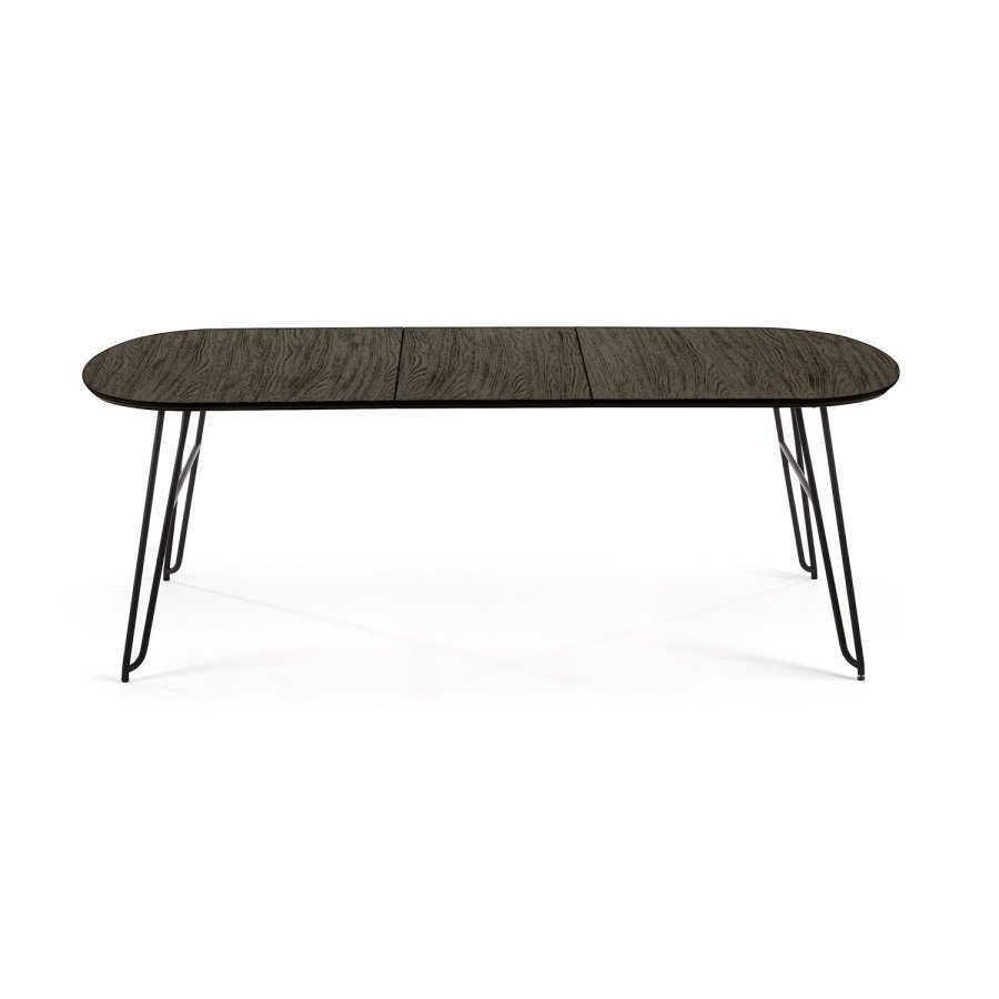 KAVE HOME rektangulrt Norfort spisebord m. udtrk - sort tr og metal (170(320)x100) 