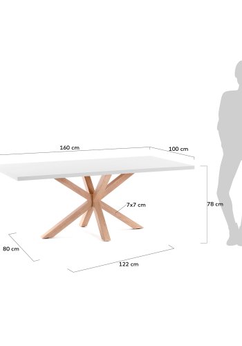 KAVE HOME rektangulr Arya spisebord - hvid melamin natur stl (160x100)