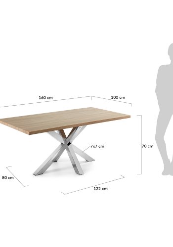 KAVE HOME rektangulr Arya spisebord - natur melamin og slv stl (160x100) 