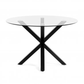 KAVE HOME rund Arya spisebord - klar glas og sort stl (119)