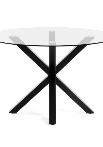 KAVE HOME rund Arya spisebord - klar glas og sort stl (119)