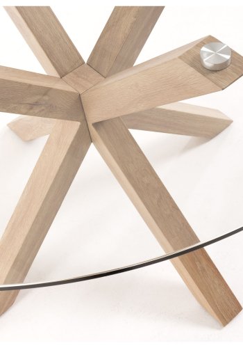 KAVE HOME rund Arya spisebord - klar glas og natur stl (119)