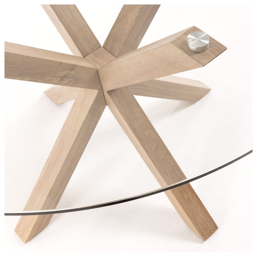 KAVE HOME rund Arya spisebord - klar glas og natur stl (119)