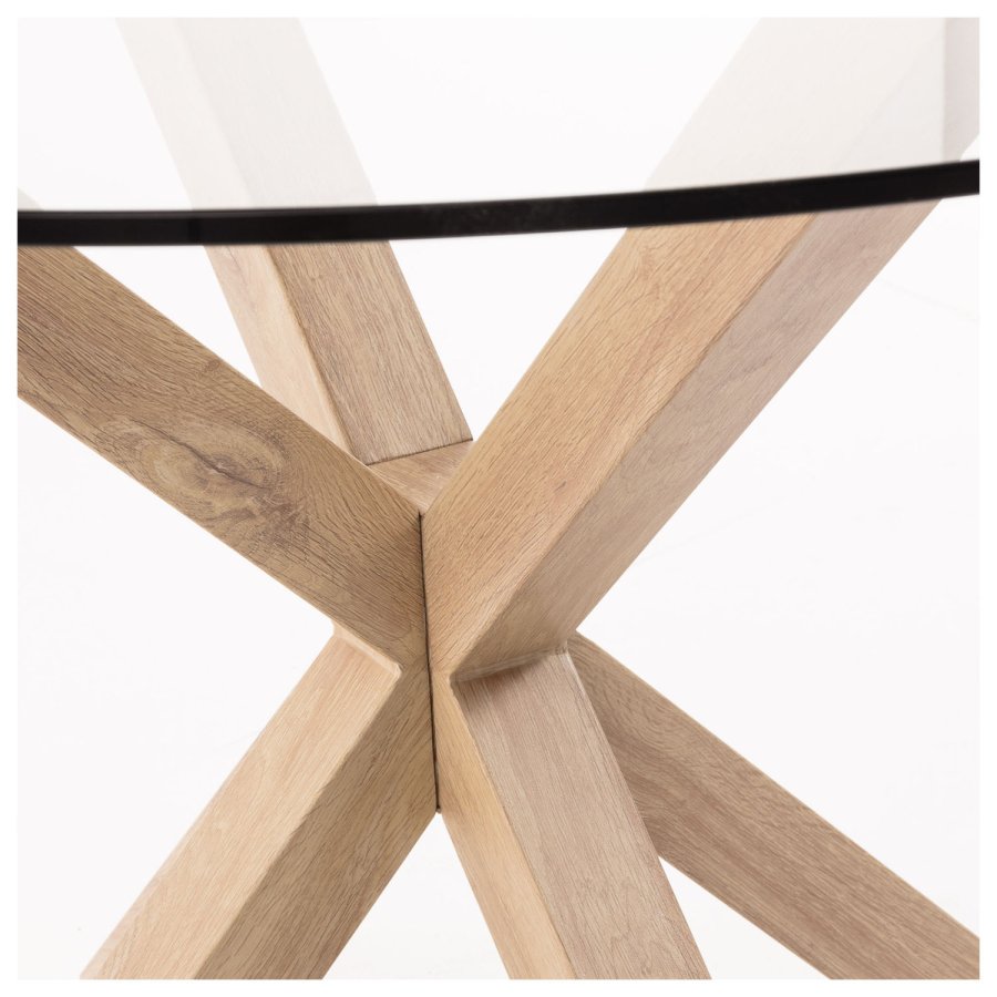 KAVE HOME rund Arya spisebord - klar glas og natur stl (119)