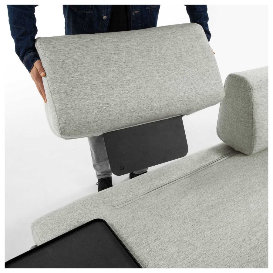 KAVE HOME Compo 3 pers. sofa m. stor bakke - beige stof og metal 