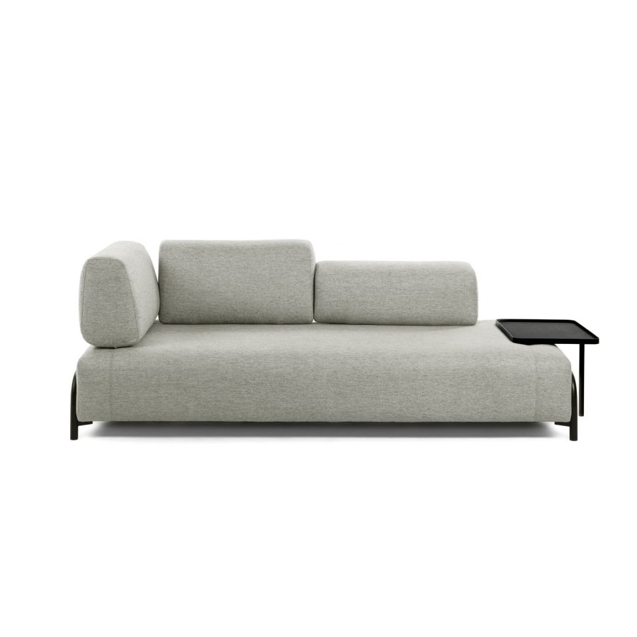 KAVE HOME Compo 3 pers. sofa m. stor bakke - beige stof og metal 