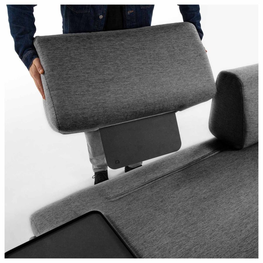 KAVE HOME Compo 3 pers. sofa - mrkegr stof og metal