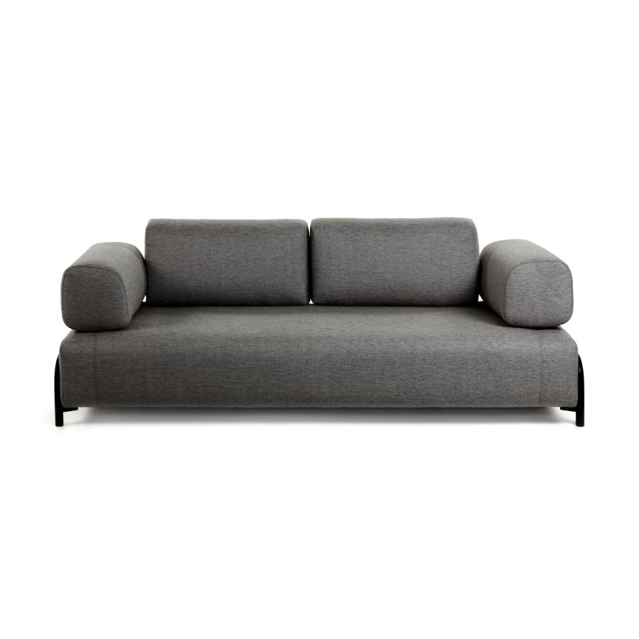 KAVE HOME Compo 3 pers. sofa - mrkegr stof og metal
