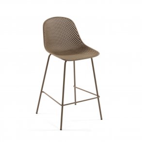 KAVE HOME Quinby barstol m. rygln og fodsttte - beige plast og metal