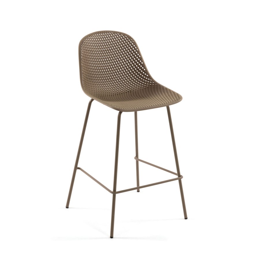 KAVE HOME Quinby barstol m. rygln og fodsttte - beige plast og metal