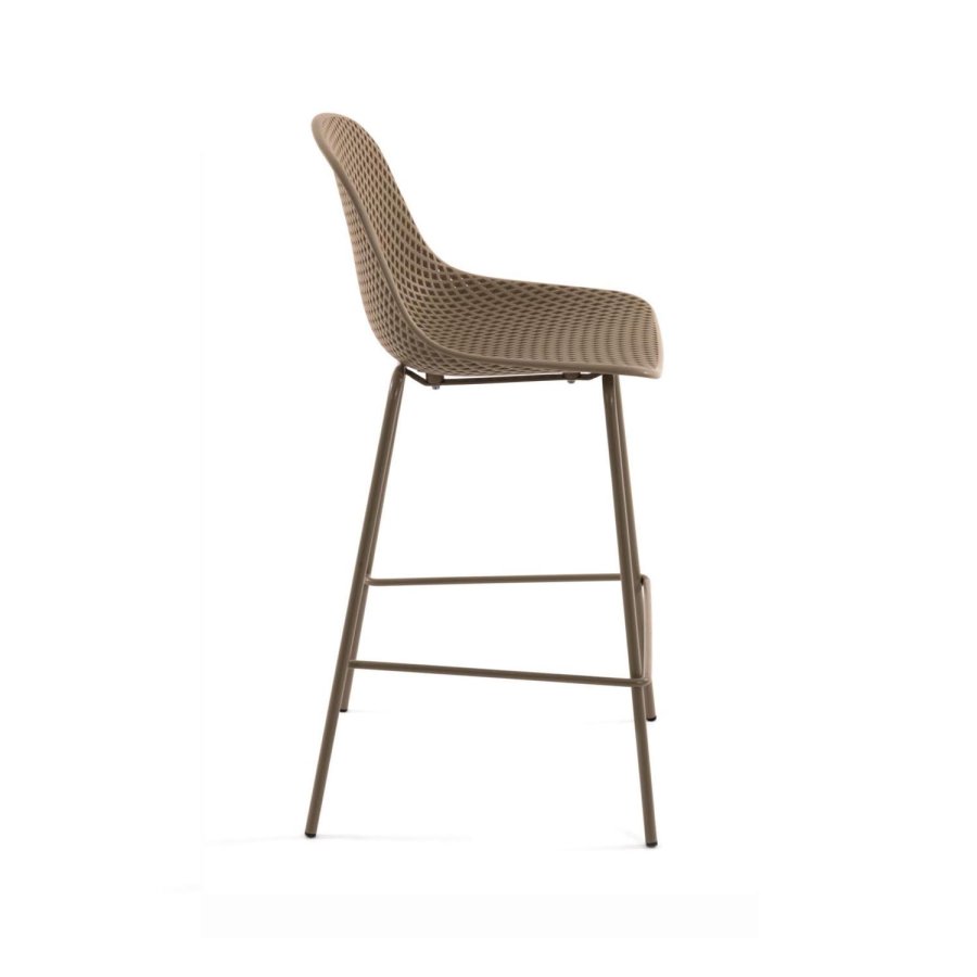 KAVE HOME Quinby barstol m. rygln og fodsttte - beige plast og metal