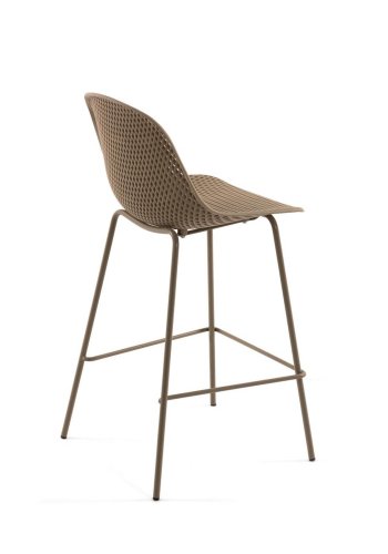 KAVE HOME Quinby barstol m. rygln og fodsttte - beige plast og metal