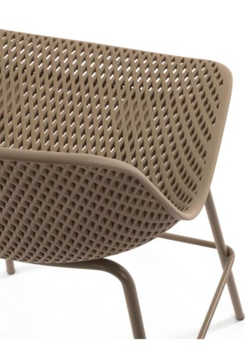 KAVE HOME Quinby barstol m. rygln og fodsttte - beige plast og metal