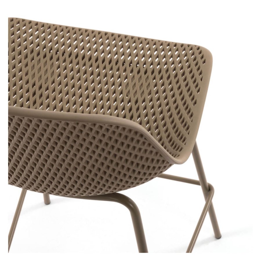 KAVE HOME Quinby barstol m. rygln og fodsttte - beige plast og metal