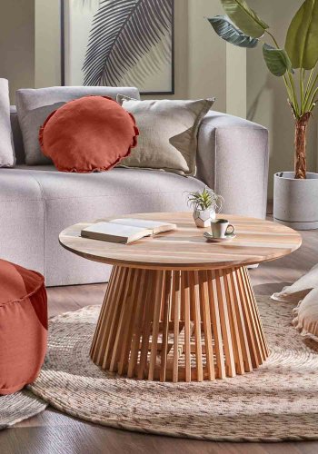 KAVE HOME rund Irune sofabord - natur teaktr (80)