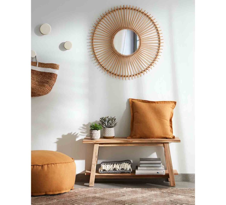 KAVE HOME rektangulr Safara bnk, m. hylde - natur genbrugs teaktr (100x32)