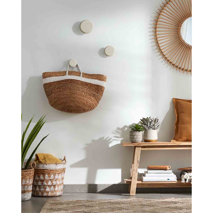 KAVE HOME rektangulr Safara bnk, m. hylde - natur genbrugs teaktr (100x32)