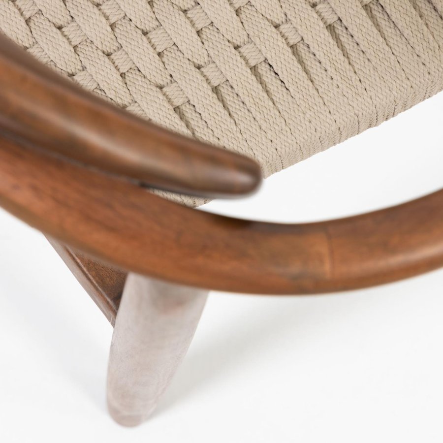 KAVE HOME Beige Glynis spisebordsstol, m. armln - eukalyptustr