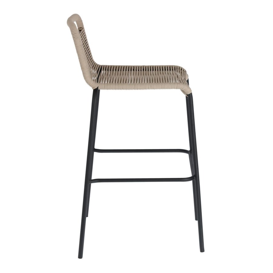 KAVE HOME Beige Glenville barstol til haven, m. rygln og fodsttte - stl (100cm)