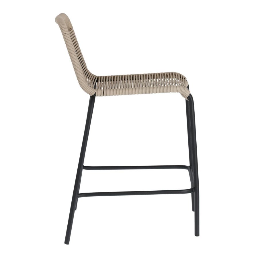 KAVE HOME Beige Glenville barstol til haven, m. rygln og fodsttte - stl (88cm)