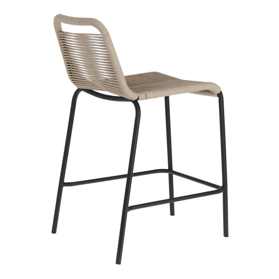 KAVE HOME Beige Glenville barstol til haven, m. rygln og fodsttte - stl (88cm)