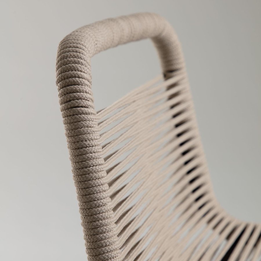 KAVE HOME Beige Glenville barstol til haven, m. rygln og fodsttte - stl (88cm)