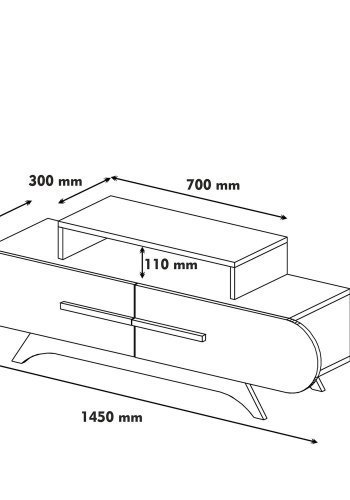NORDVÄRK Rose TV-bord, m. 2 lger - valnd og hvid melamin (145x36,8)