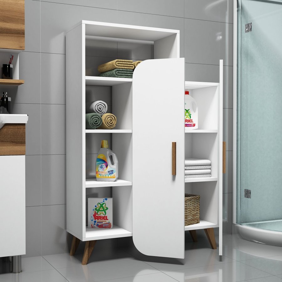 FUNZI LIVING Form bogreol, m. 2 lger og 5 hylder - hvid melamin