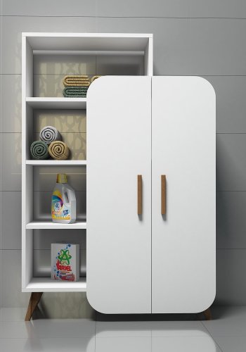 FUNZI LIVING Form bogreol, m. 2 lger og 5 hylder - hvid melamin