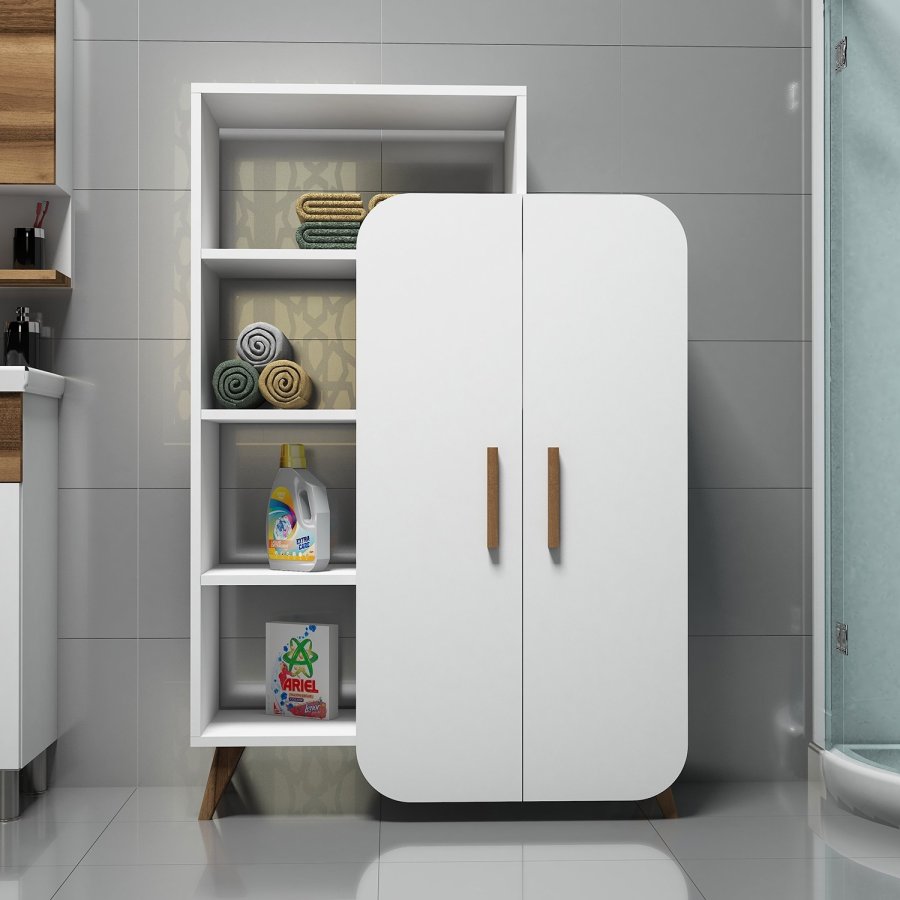 FUNZI LIVING Form bogreol, m. 2 lger og 5 hylder - hvid melamin