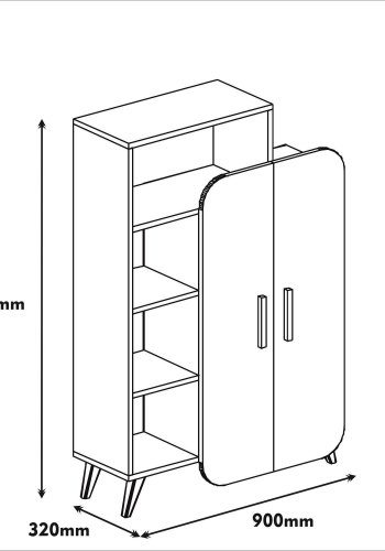 FUNZI LIVING Form bogreol, m. 2 lger og 5 hylder - valnd og hvid melamin