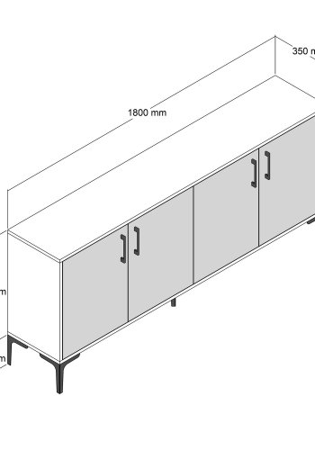 NORDVÄRK Kiev konsolbord, m. 4 lger, 2 hylder - valnd/hvid marmorlook melamin og metal (180x35)