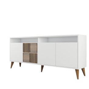 NORDVÄRK Milan konsolbord, m. 4 lger, 2 hylder, 2 rum - hvid melamin og plast (180x35)