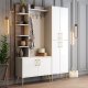 FUNZI LIVING Viyana D entrést, m. 4 knager, 6 lger og 11 hylder - hvid melamin og guld metal