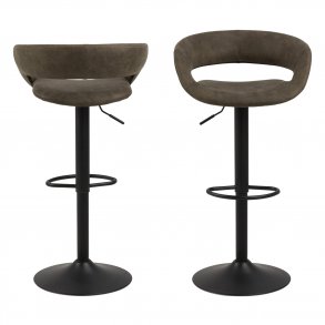 ACT NORDIC Grace barstol - olivengrn/sort stof/metal, m. trompetfod