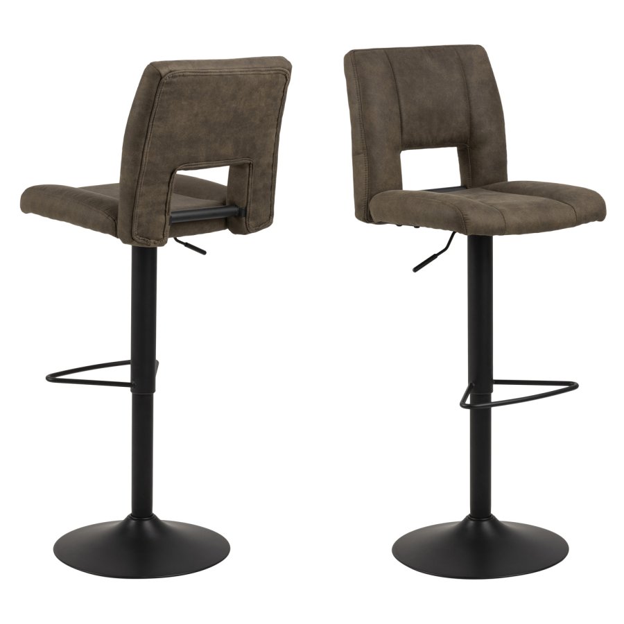 ACT NORDIC Sylvia barstol - olivengrn/sort stof/metal, m. trompetfod