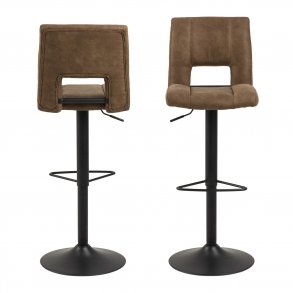 ACT NORDIC Sylvia barstol - lysebrun/sort stof/metal, m. trompetfod 