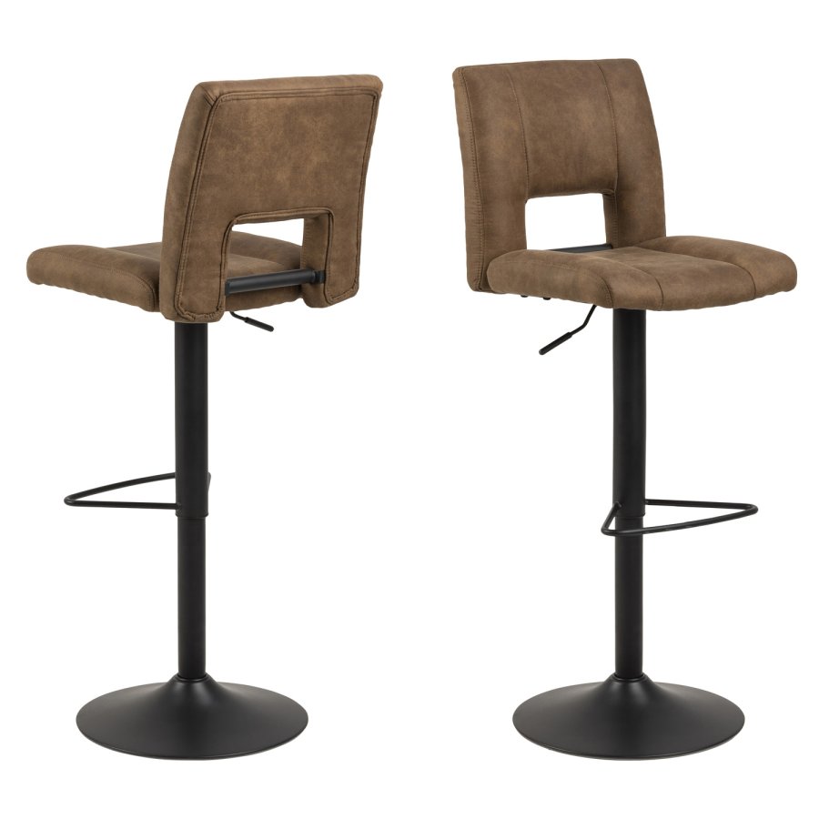 ACT NORDIC Sylvia barstol - lysebrun/sort stof/metal, m. trompetfod 