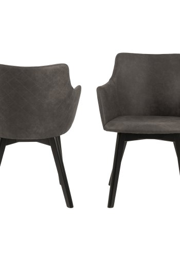 ACT NORDIC Bella spisebordsstol m. armln - antracitgr stof og sort egetr