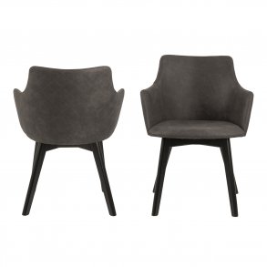 ACT NORDIC Bella spisebordsstol m. armln - antracitgr stof og sort egetr